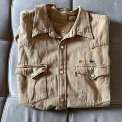 Levi’s long sleeve shirt Fly Fishing Flies embroidered men’s Large
