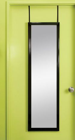 Mirror 15" x 50" Over the Door Mirror Black - Glossy Finish, Full Body Hanging, No Tools Required.