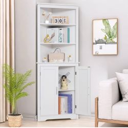 63.7"H Tall Corner Cabinet with 2 Doors and 3 Shelves - Corner Storage Cabinet