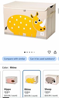 (NEW) 3 Sprouts Rhino Toy Chest / Storage Bin