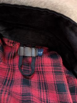 Black jacket with red flannel lining