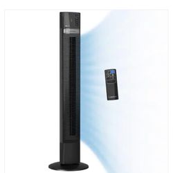 4 Speeds Xtra Air Tower Fan in Black with Carry Handle, Oscillating, Remote Control, Nighttime Setting, Timer