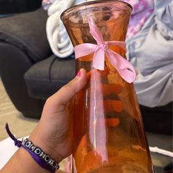 Rose Gold Flower Vase With Ribbon 