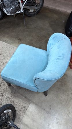 2 light blue chairs