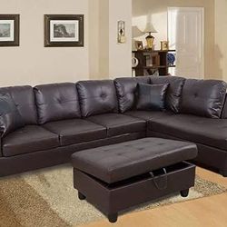 BRAND NEW SECTIONAL COUCH WITH STORAGE OTTOMAN
