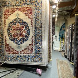 8x10 Area Rugs Carpet Rugs Medalian Desgin Thick Colors Beige Blue Rust Burgendy 
