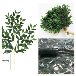 40pcs Italian Ruscus Greenery 68cm Artificial Greenery Stems Leaf Greenery Garland for Wedding Arch Flowers Centerpieces Balloon Arch Home Decor