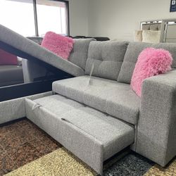 Monaco Gray Sofa Sectional With Pull Out Bed $699 With Easy Finance