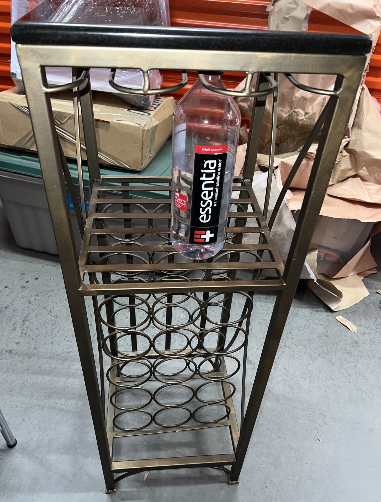 BEAUTIFUL PIER ONE WINE RACK GOLD WITH BLACK GRANITE SLAB TOP