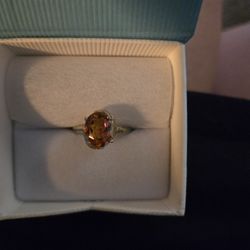  2.55 CT Natural Imperial Topaz & Diamond Ring in 14K Gold – Oval Cut Statement Piece
