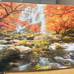 Autumn Waterfall Canvas Art 59” x 29.5”