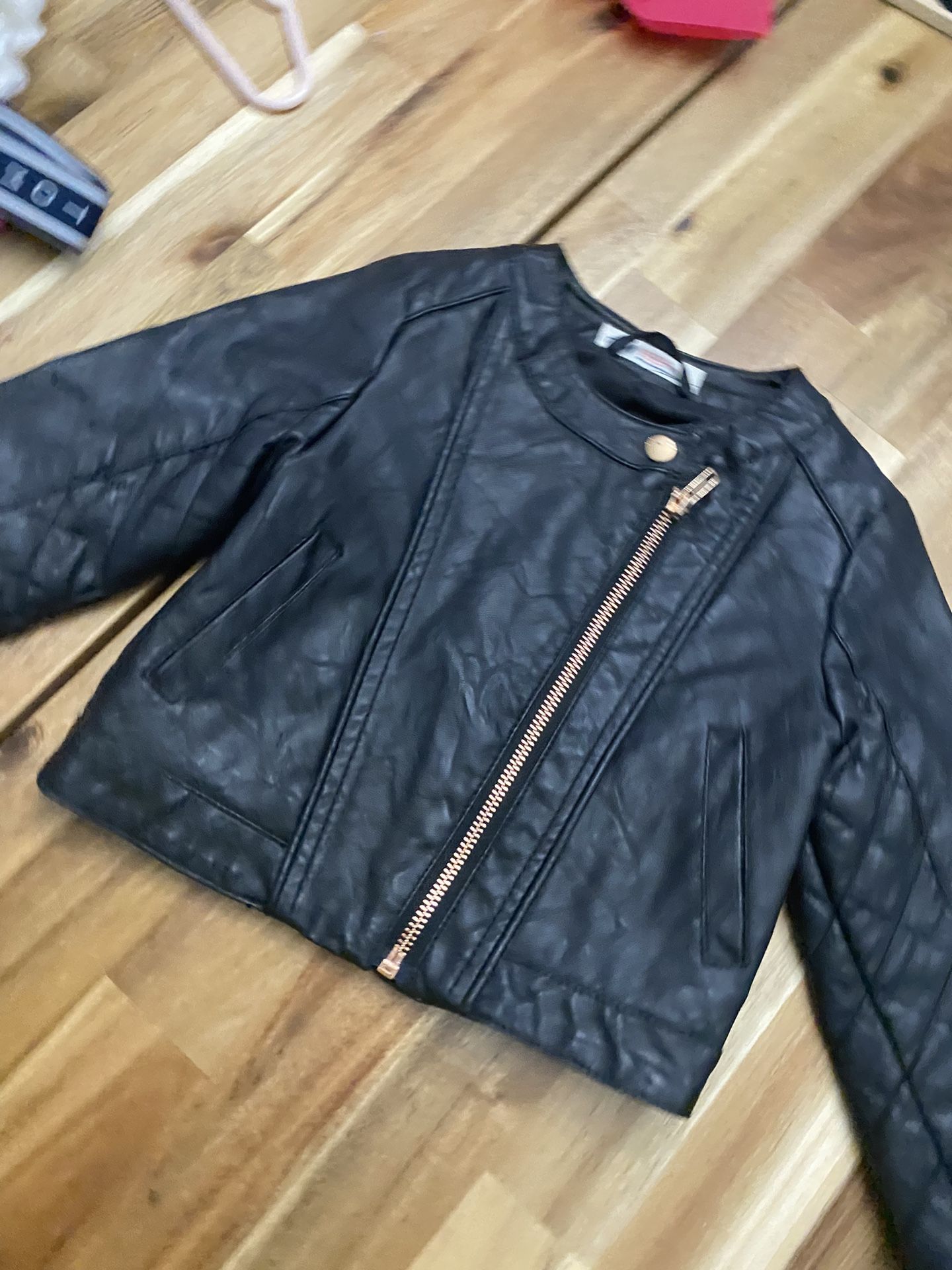 H&M Leather Jacket 2-3y Toddler Girls With Rose Gold Buttons and Zipper