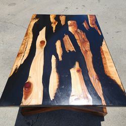 Handcrafted, Black resin wood Coffee table '