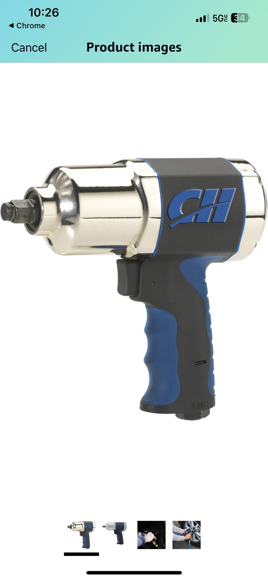 Campbell Hausfeld 1/2" Impact Wrench, Air Impact Driver