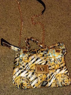 Aldo Style Baroque Print Chain Shoulder Bag