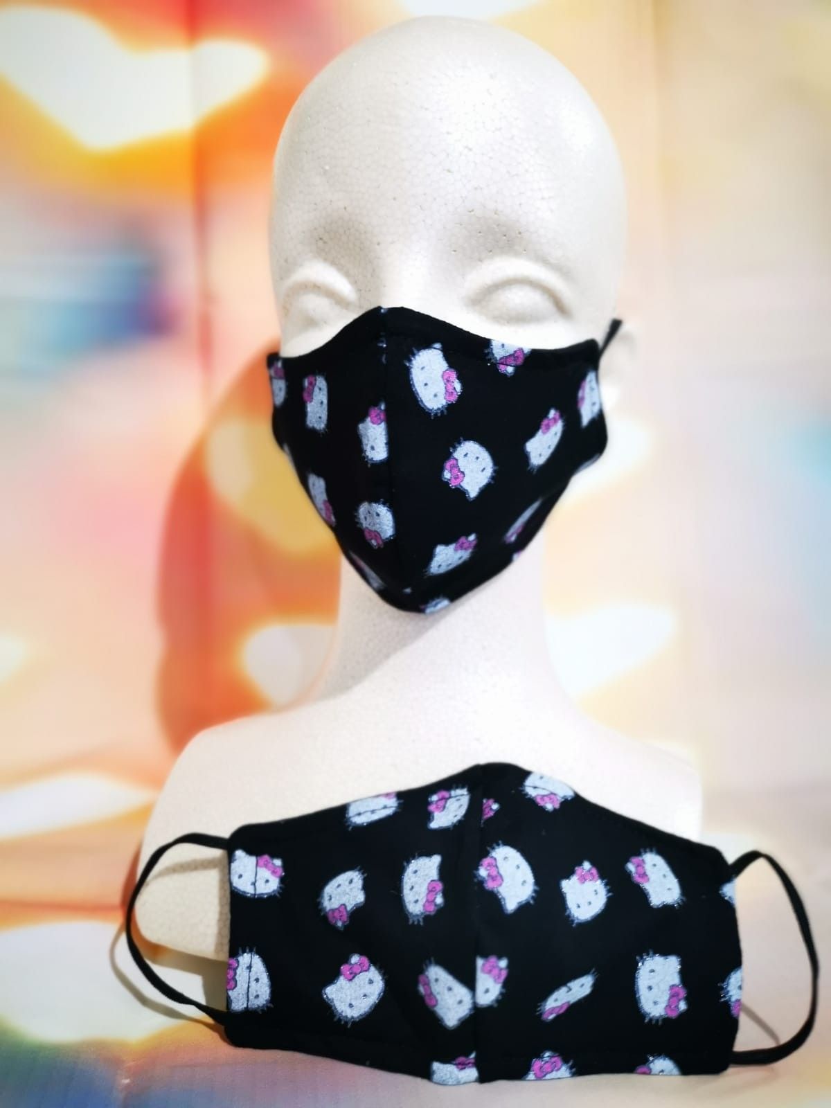 Kids Face mask, Facemask (hello kitty Black): Hand made mask, reversible, reusable, washer and dryer safe.