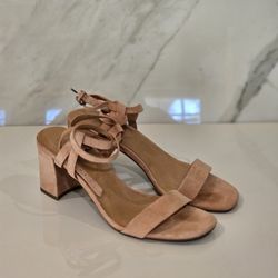 Madewell Dusty Rose Anklestrap Strappy Suede Women's Block Heel Sandals Size 8.5