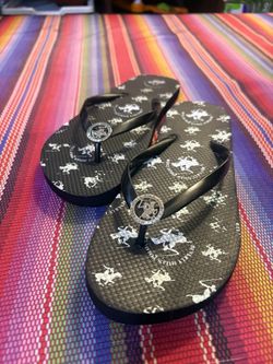 Beverly Hills Polo Club Black Women's Flip Flop Sandal Thong Size 91/2