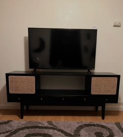 Black Mid century modern tv stand