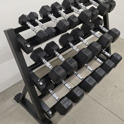 HEX Rubber Dumbbells Set 5-50lb (550Lb Total Weight) BRAND NEW IN THE BOXES 