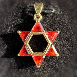 Jewelry 14k solid yellow gold Star of David ✡️ red agate 3.00CTW Pendant charm