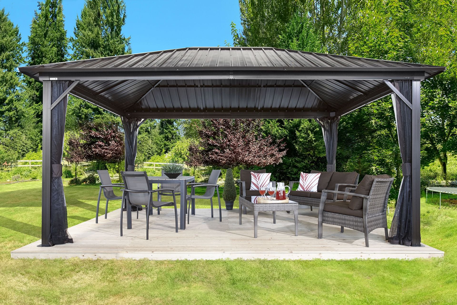 Genova 16 x 12 ft Gazebo Dark Brown ****All Metal****