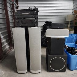 Speaker, Sub Woofers and 2 Receivers. 