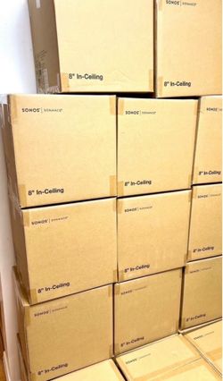 Sonos by Sonance 8-inch in-ceiling speaker, new sealed, includes warranty.  There is a single pair right and left speakers within each box.  The grill