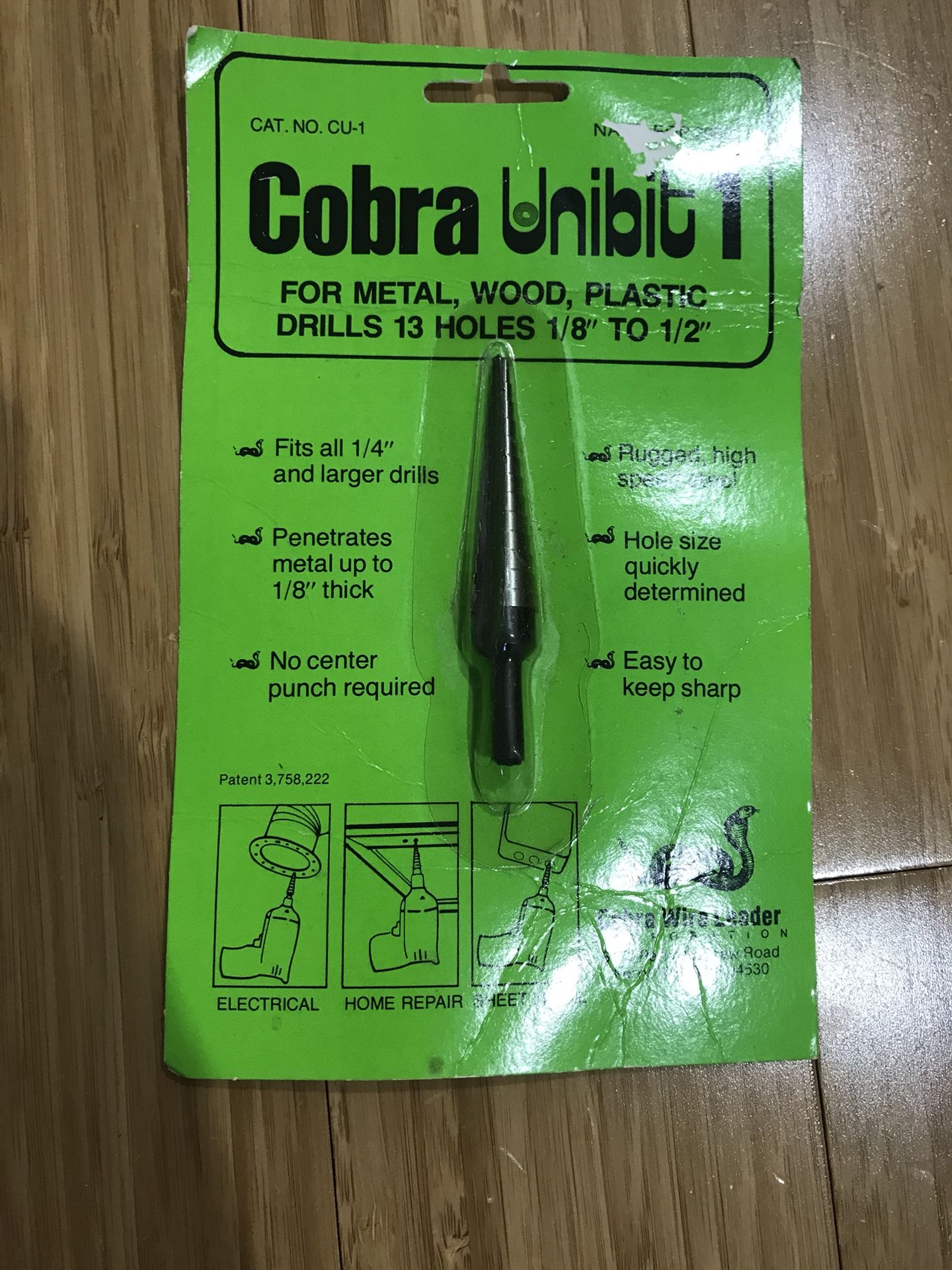 Cobra Unibit Size 1 Drill Bit 1/8” to 1/2”