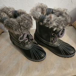 London Fog Milly Women's Waterproof Winter Duck Boots With Faux Fur Trim