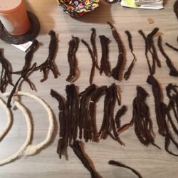 Human Hair Dreadlock Extensions 7 Inches Dark Brown And blonde