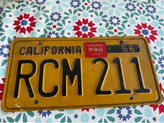 Vintage California 1956 License plate