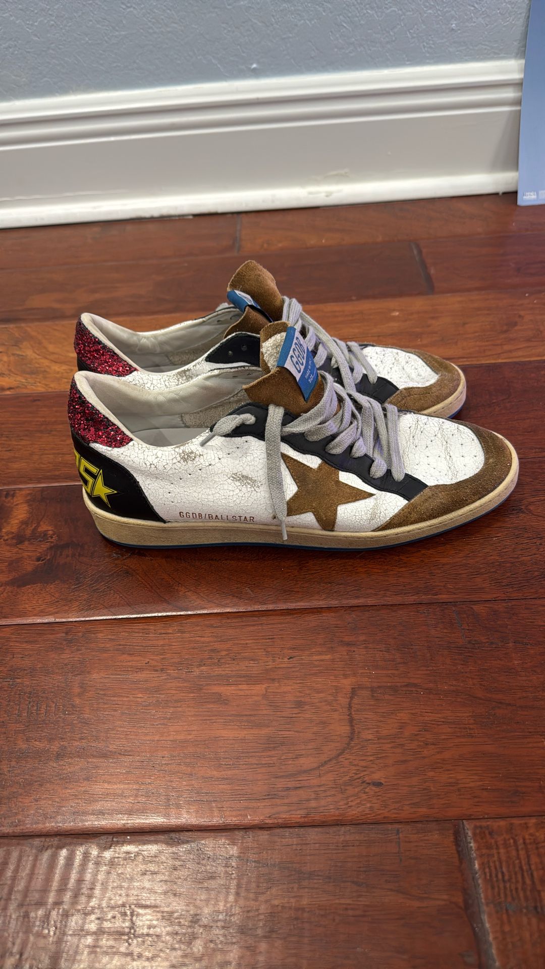 Golden Goose - Ball Star Distressed Cracked-Leather and Suede Sneakers - White Size 44 Men’s
