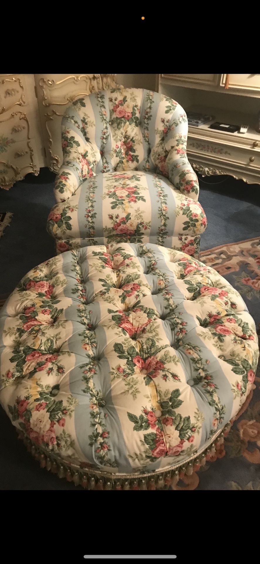 Antique Chair And Ottoman