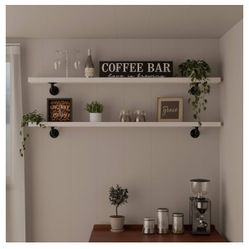 IEO 48” Industrial Pipe Farmhouse White Wood Shelves