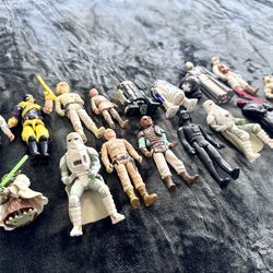 Vintage Star Wars Figure Lot 15 Kenner Luke Vader Yoda R2-D2 Snowtrooper