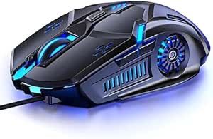 Gaming Mouse Wired,6 Buttons, 4 Adjustable DPI Up to 3200 DPI, 7 Circular & Breathing LED Light, Multifunction Wired Mouse Used for Games and Office (