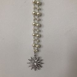 Crystal & Pearl Star Pendant Necklace