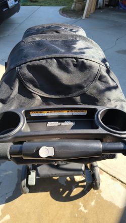 Black Baby Stroller with Canopy and Cup Holders