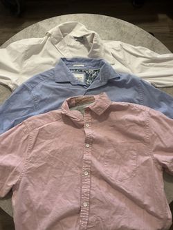 Three button It Up Shirts, Colors, Pink, Blue, And White