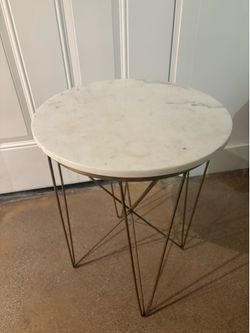 Target White Marble End Table Gold Legs very good