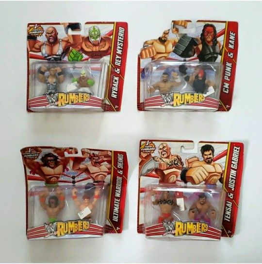 NEW WWE RUMBLERS Wrestling Figures Lot of 4 Ultimate Warrior CM Punk Kane Tensai