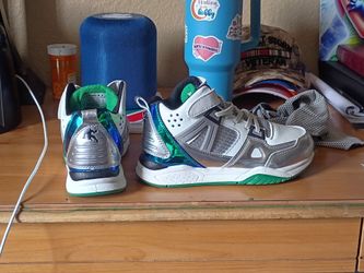 Kids Mid-Top Sneakers Silver Green Iridescent