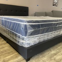 Queen size bed frame, pillow top mattress, and box spring for $495. King size available for $575. Cash or Cash App accepted.

