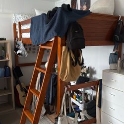 Wooden lofted bed frame