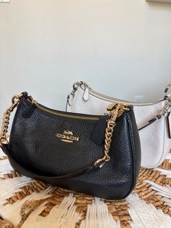 Coach Teri Black and White Leather Shoulder Bags
