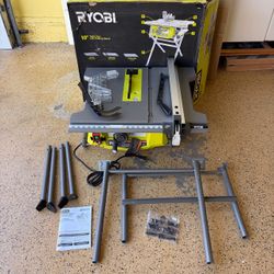 RYOBI 15 Amp 10 in. Compact Portable Corded Jobsite Table Saw with Folding Stand
