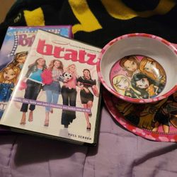 BRATZ ITEMS ...VHS,DVD, PLATE AND BOWL