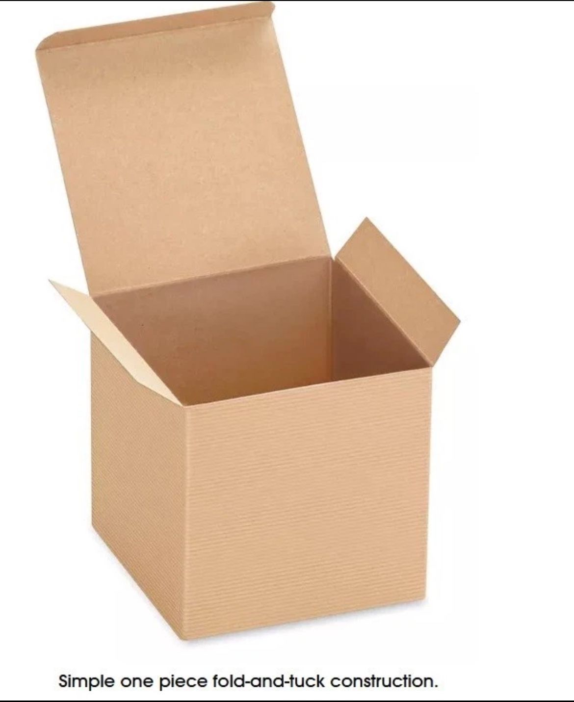 Uline S-11615 Gift Boxes - 5 x 5 x 5", Kraft Pinstripe Box of 100 Brand New