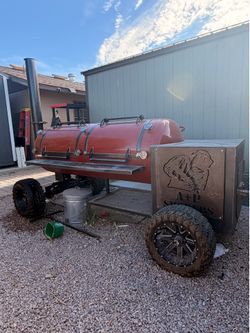 250 gal custom made offset smoker